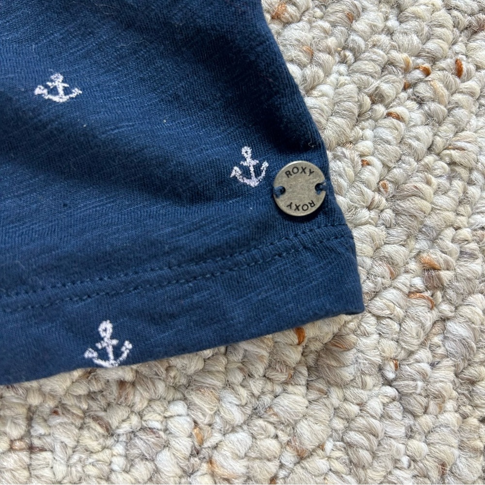 Roxy Romper Navy Blue Anchor Print Sleeveless Criss Cross Back Size Medium - Picture 3 of 13